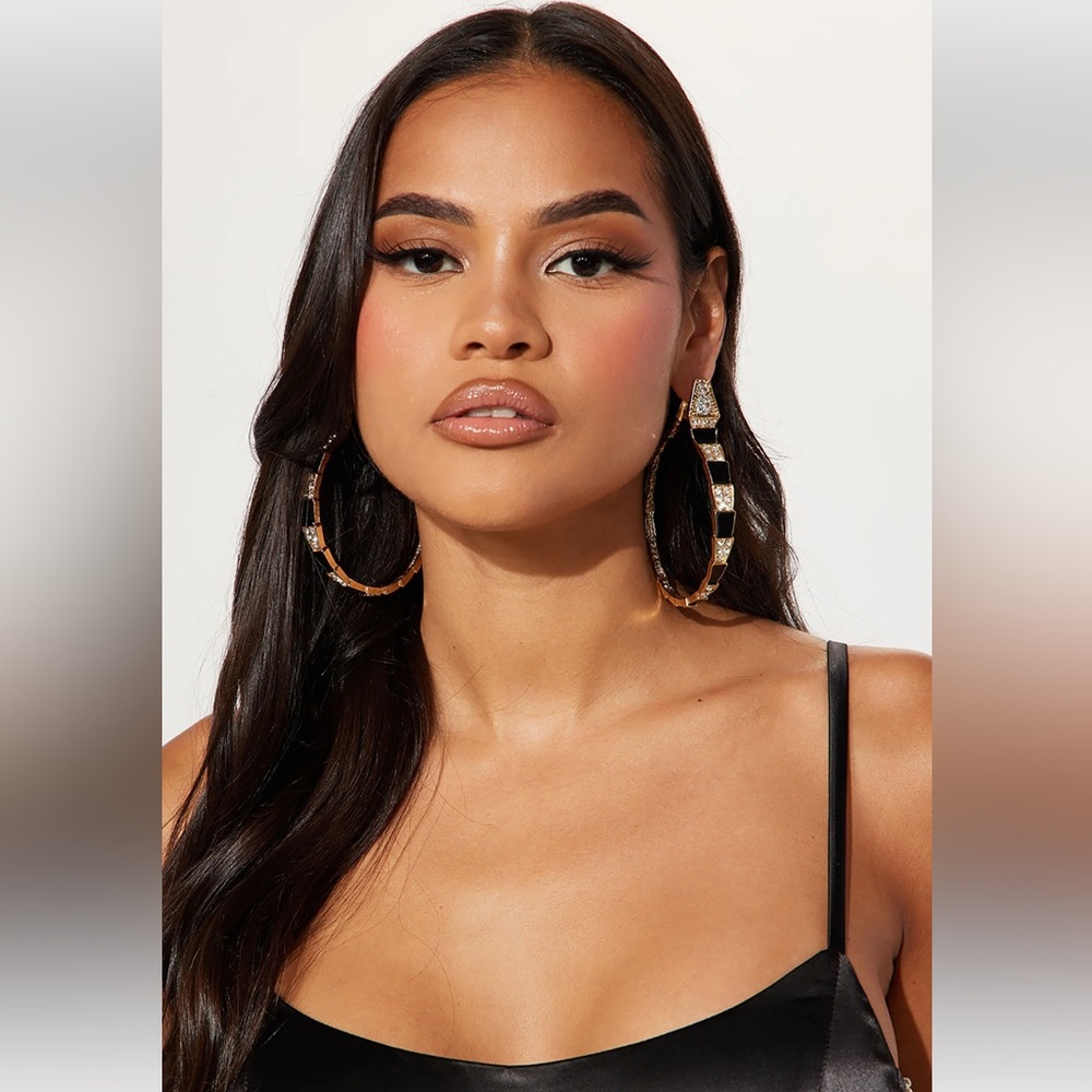 Enamel Rhinestone Huge Hoop Earrings